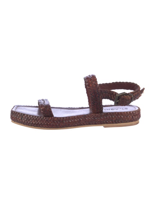 St. Agni Leather Animal Print Espadrilles