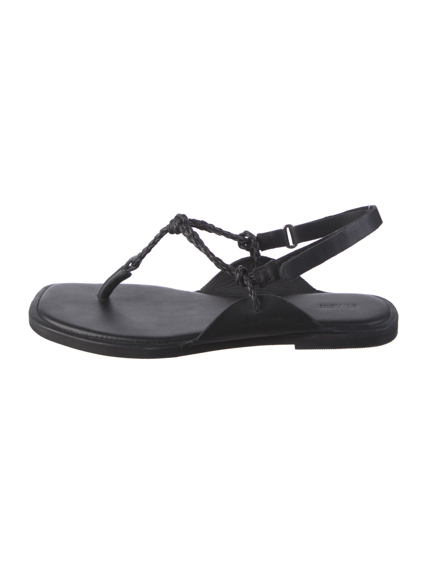 St. Agni Leather T-Strap Sandals
