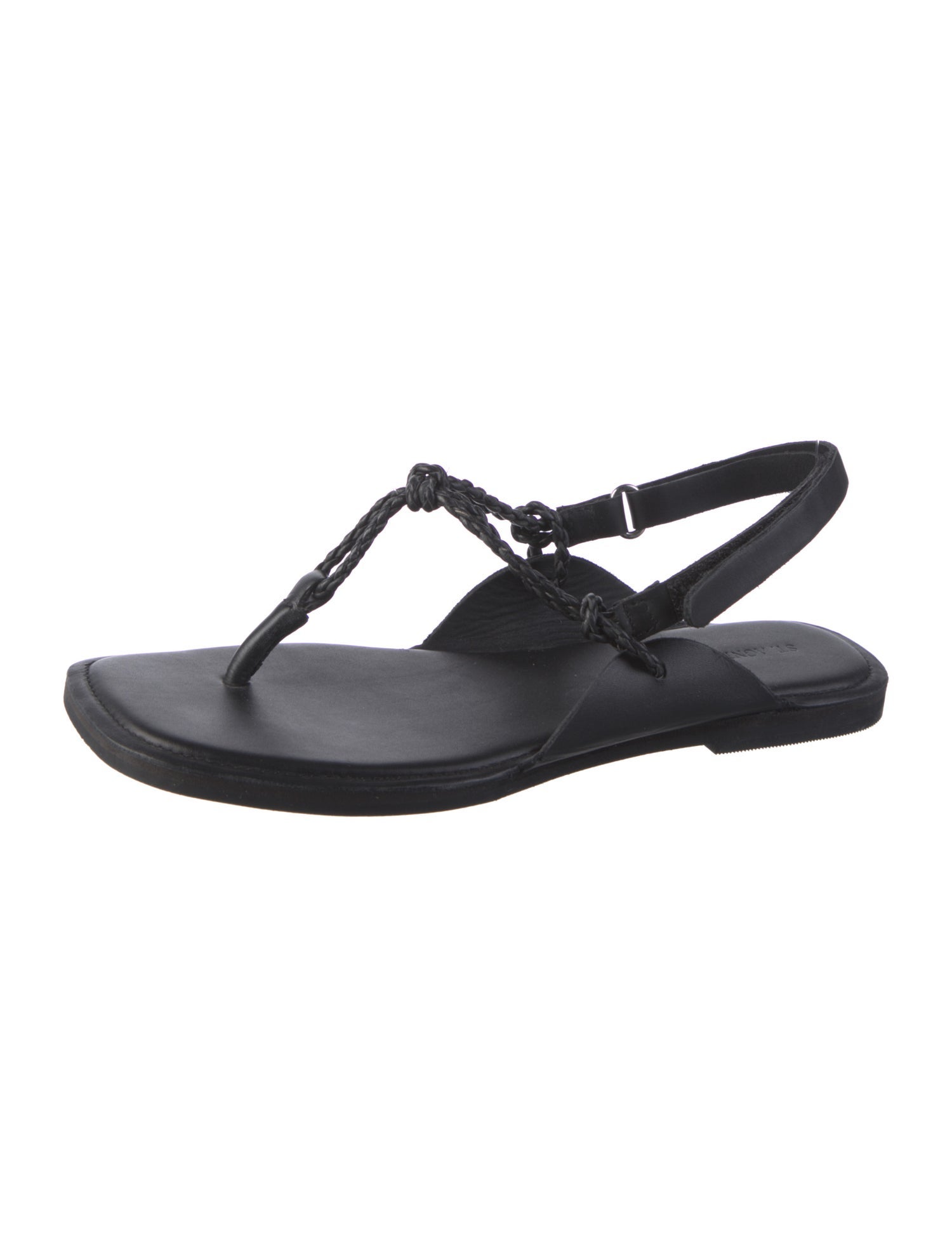 St. Agni Leather T-Strap Sandals
