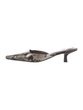 St. Agni Embossed Leather Animal Print Mules