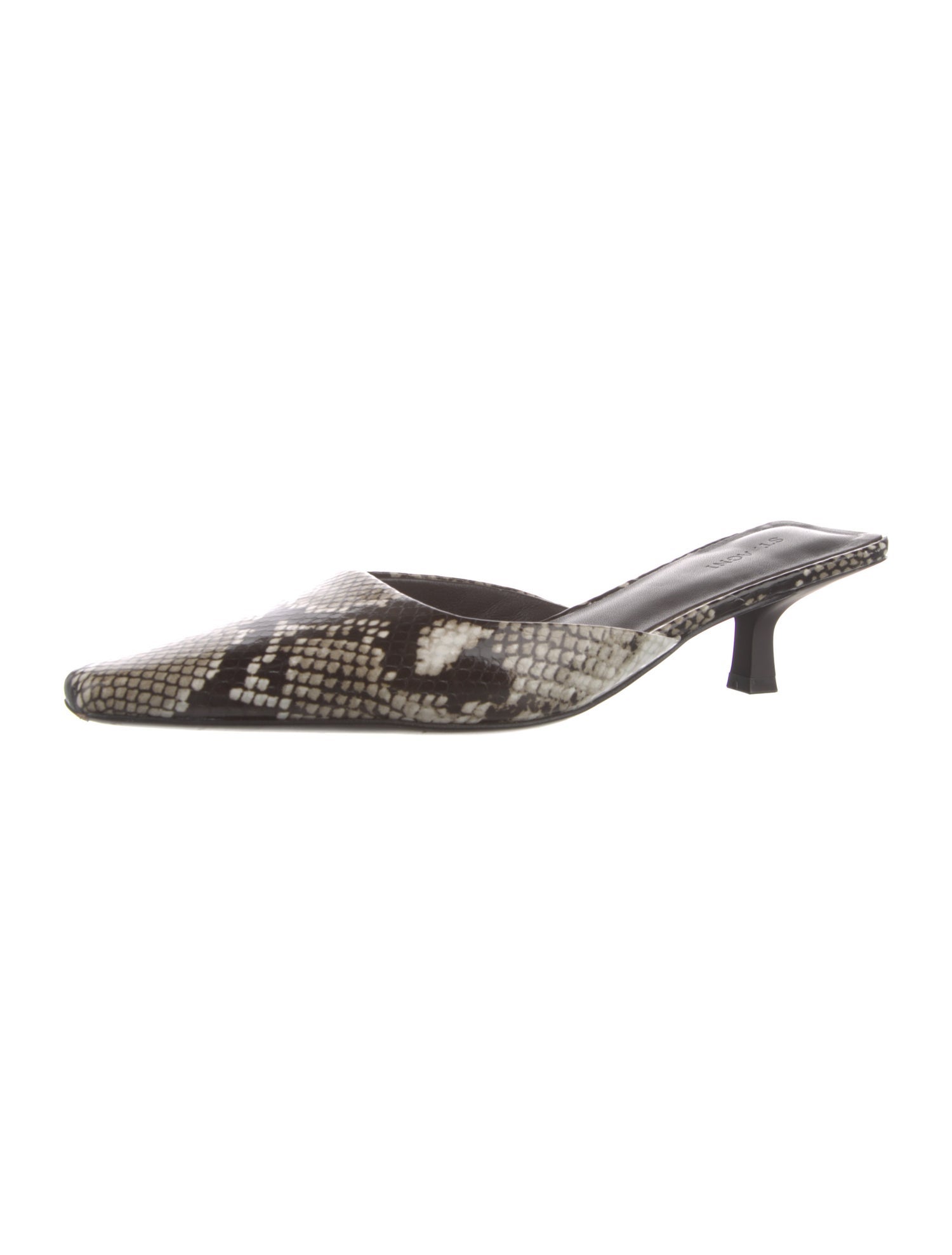 St. Agni Embossed Leather Animal Print Mules