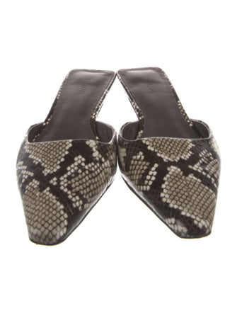 St. Agni Embossed Leather Animal Print Mules