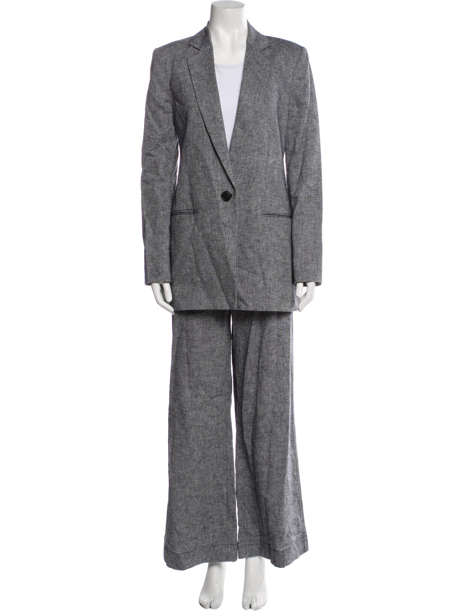 St. Agni Linen Ruffle Embellishment Pant Set