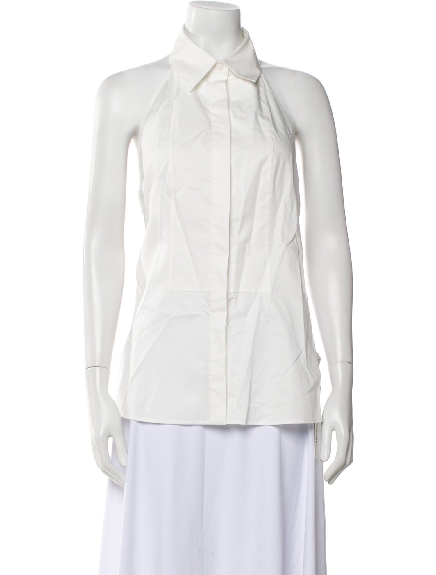 St. Agni Linen Sleeveless Button-Up Top
