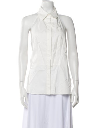 St. Agni Linen Sleeveless Button-Up Top