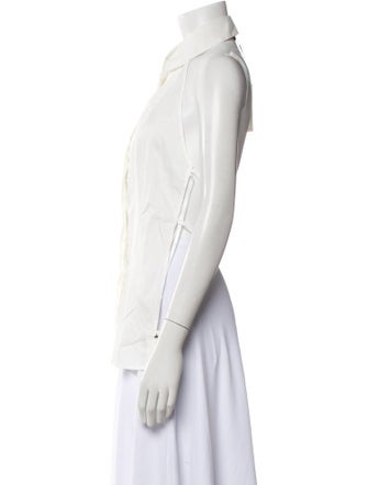 St. Agni Linen Sleeveless Button-Up Top