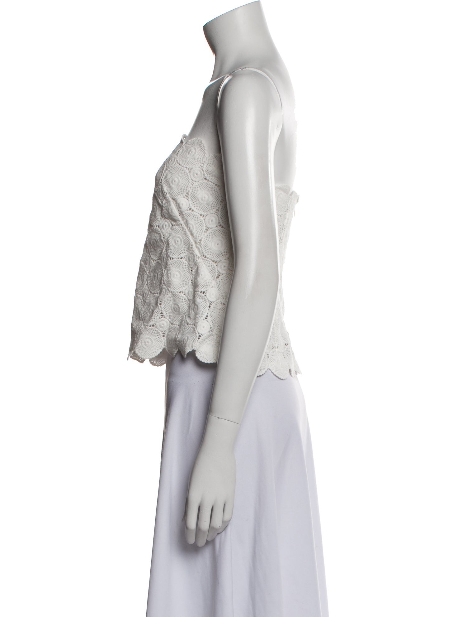 St. Agni Lace Pattern Strapless Crop Top