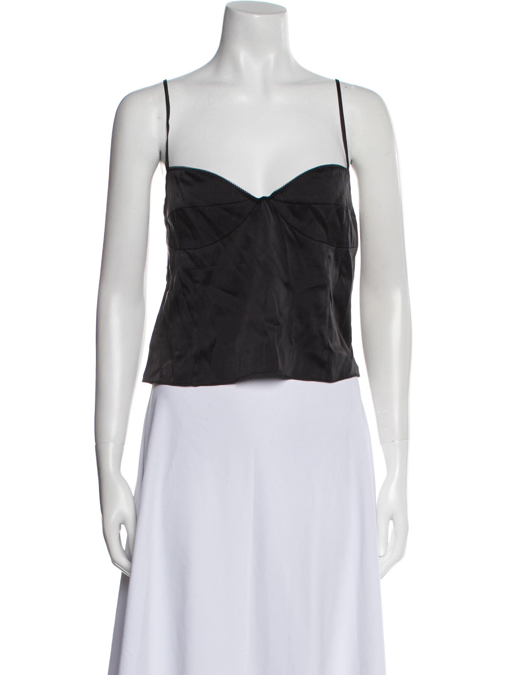 St. Agni Silk V-Neck Crop Top