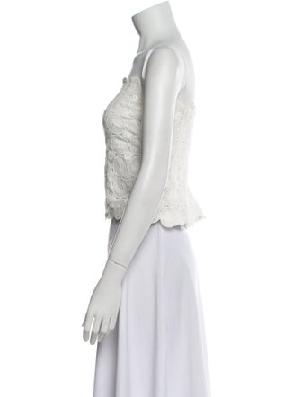 St. Agni Lace Pattern Strapless Crop Top