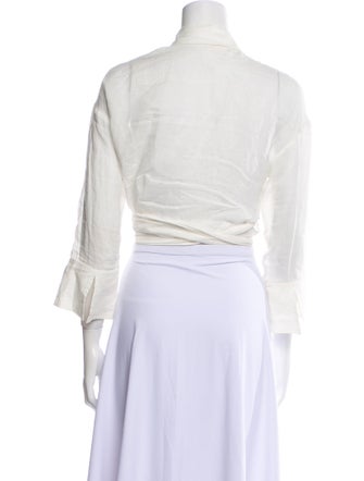 St. Agni V-Neck Three-Quarter Sleeve Crop Top