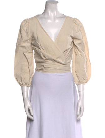 St. Agni V-Neck Three-Quarter Sleeve Crop Top