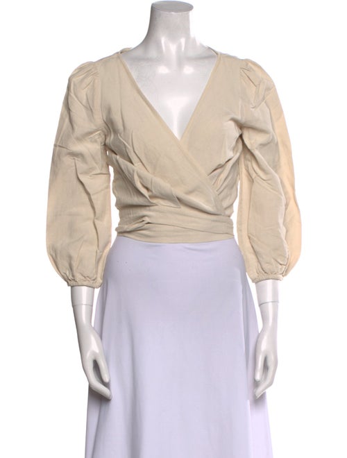 St. Agni V-Neck Three-Quarter Sleeve Crop Top