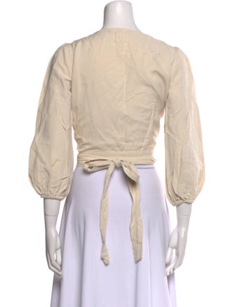 St. Agni V-Neck Three-Quarter Sleeve Crop Top