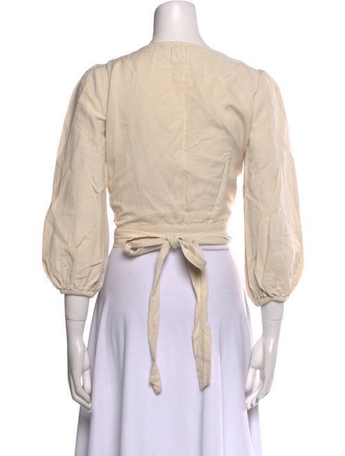 St. Agni V-Neck Three-Quarter Sleeve Crop Top