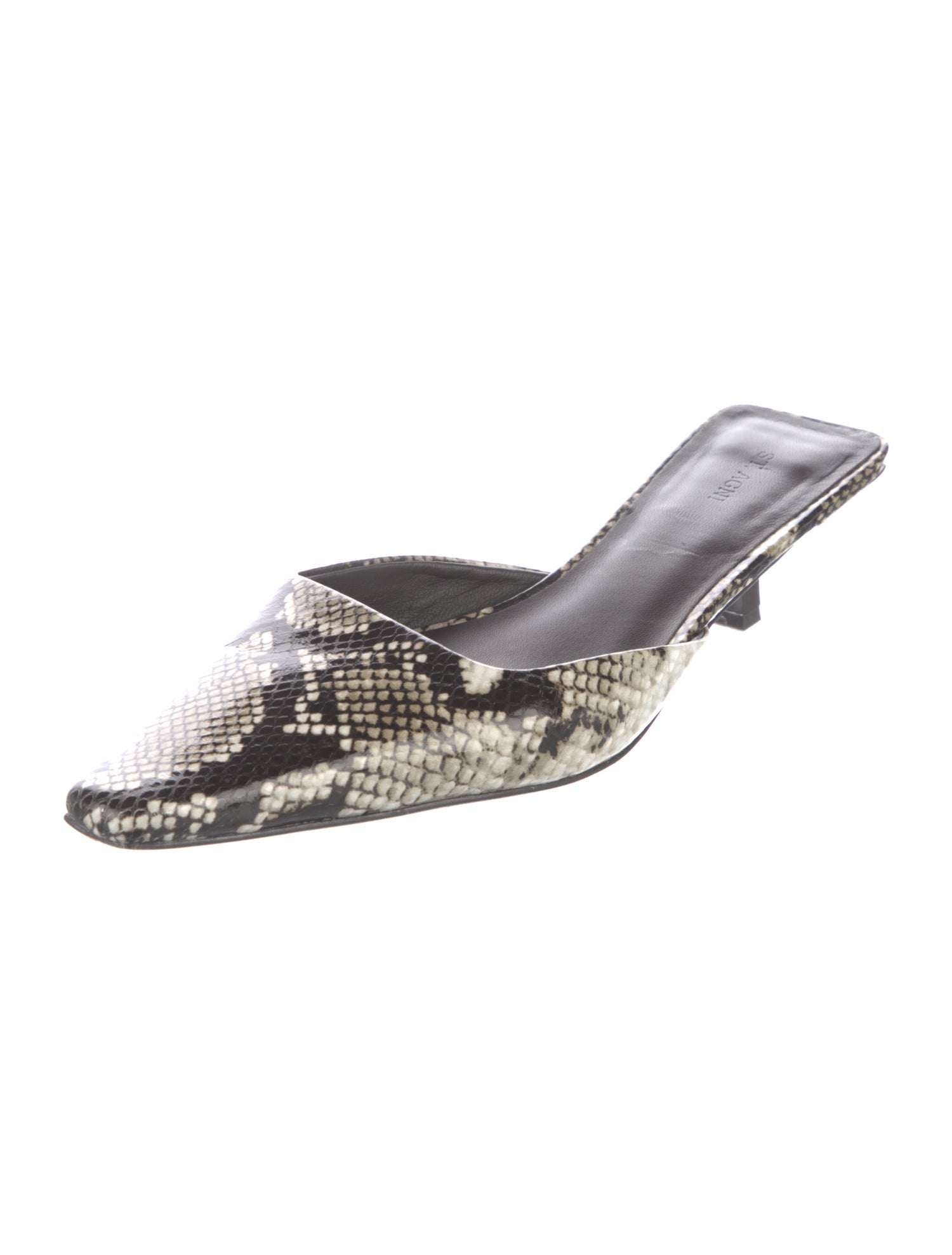 St. Agni Embossed Leather Animal Print Slides