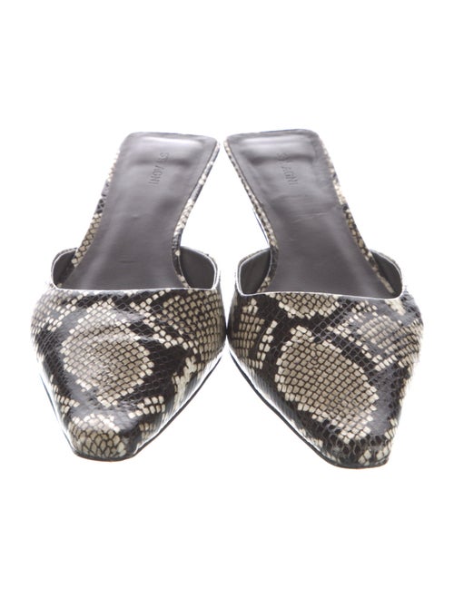 St. Agni Embossed Leather Animal Print Slides