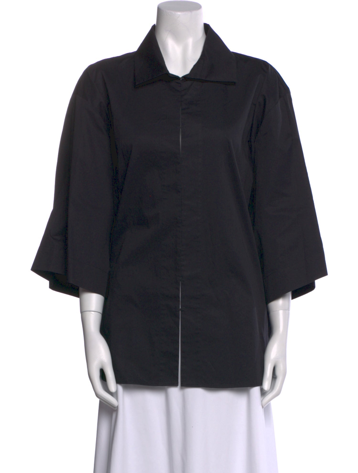 St. Agni Three-Quarter Sleeve Button-Up Top