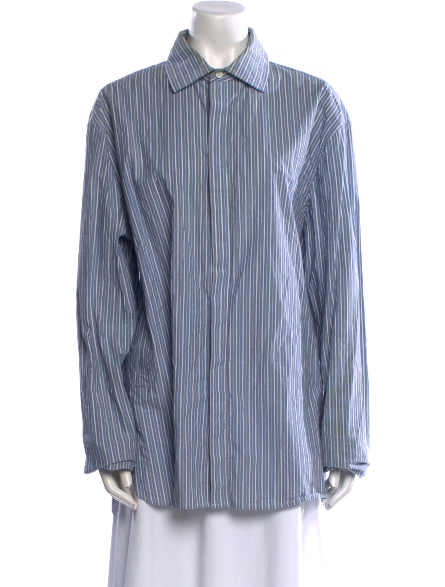 St. Agni Chambray Striped Button-Up Top