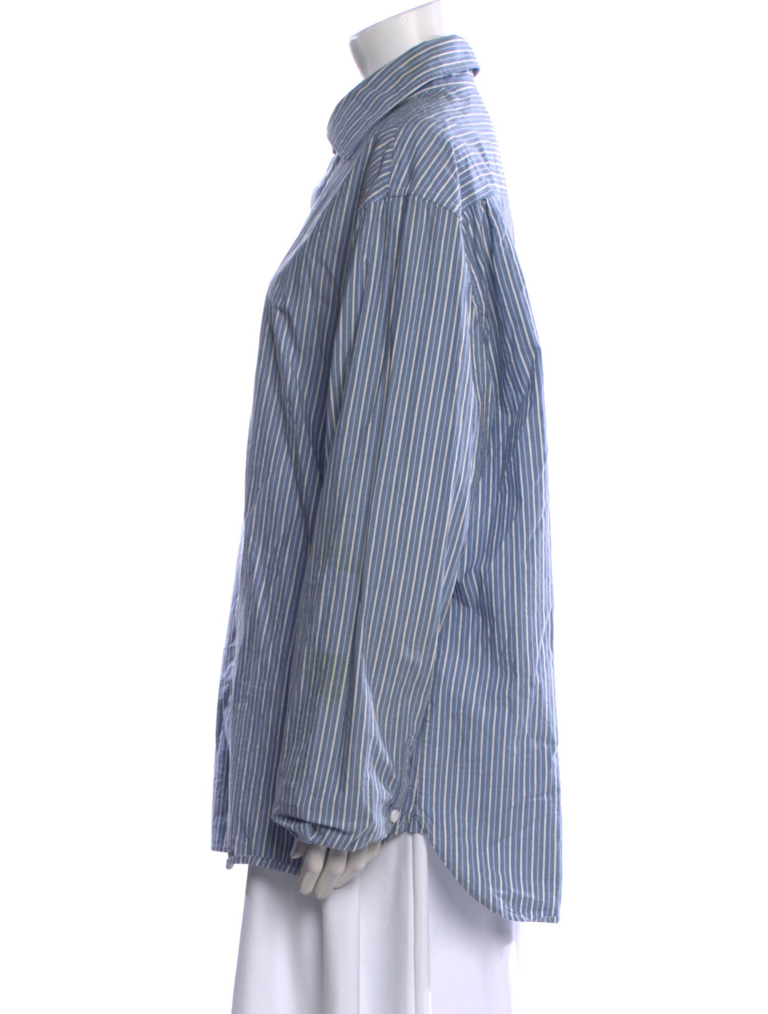 St. Agni Chambray Striped Button-Up Top