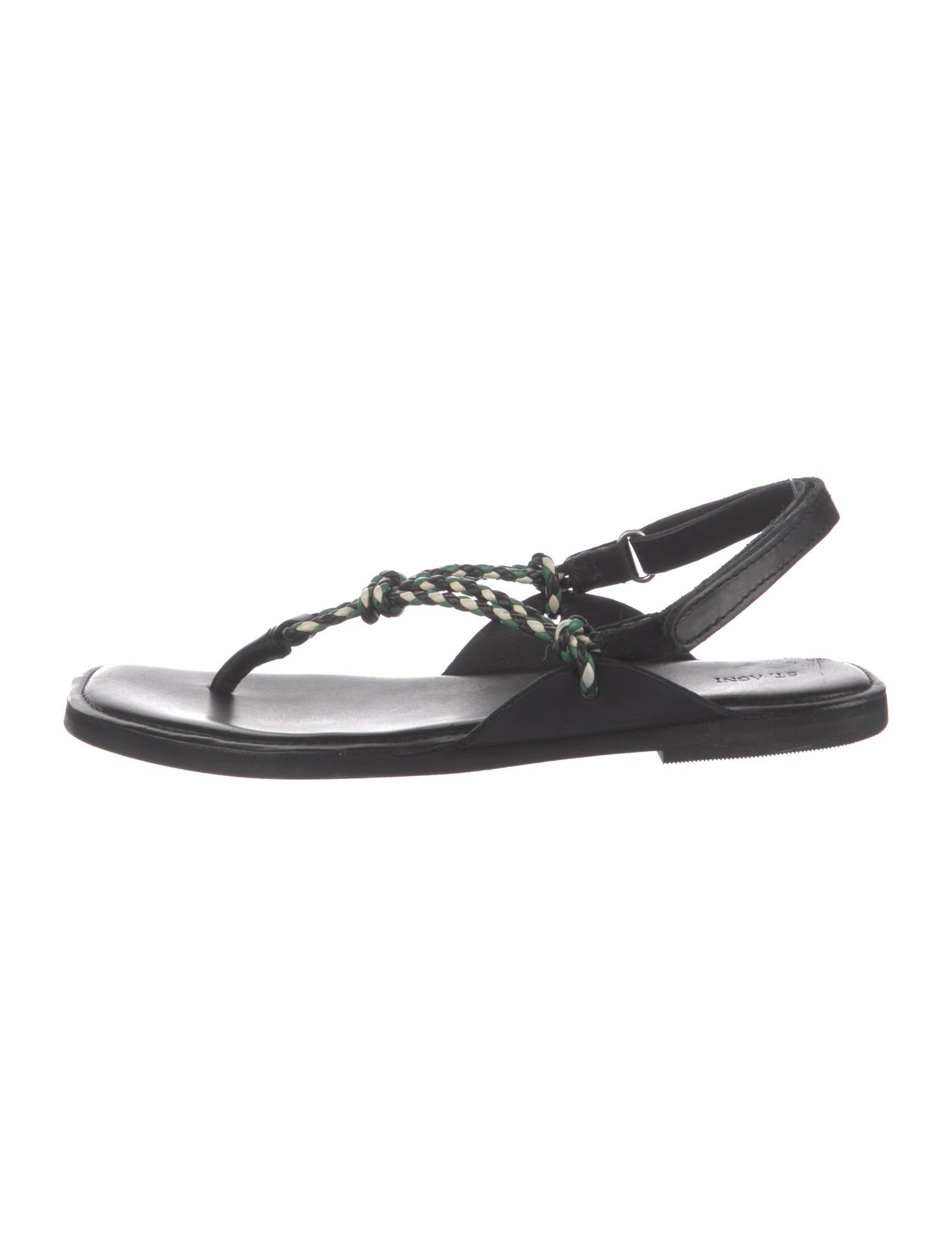 St. Agni Leather T-Strap Sandals