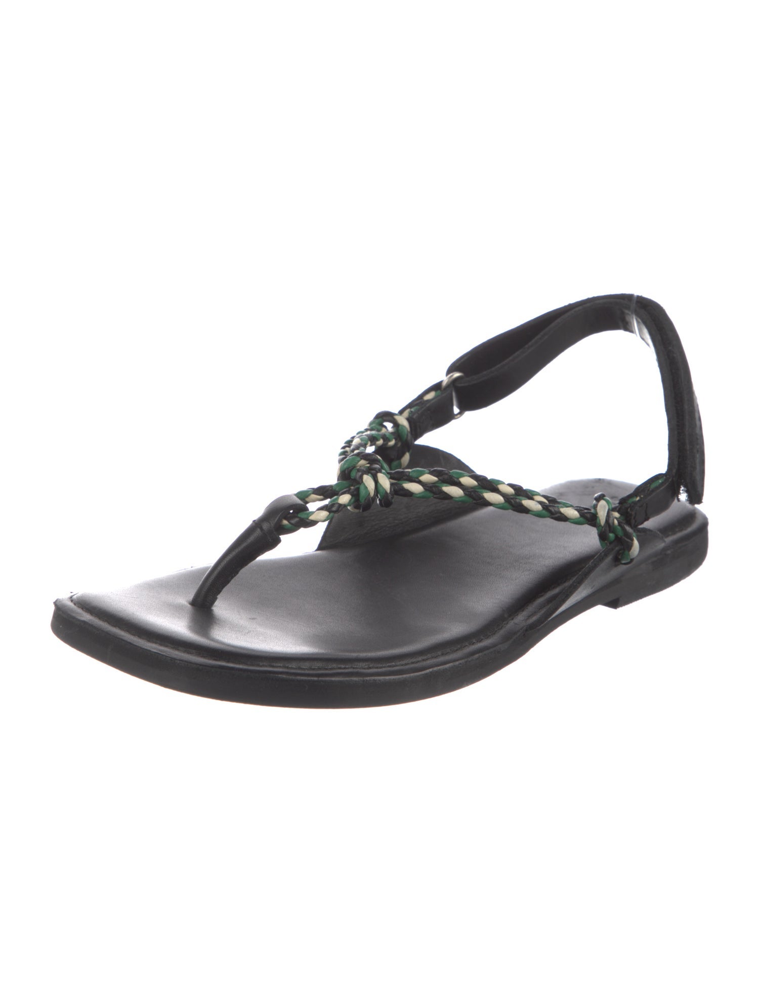 St. Agni Leather T-Strap Sandals