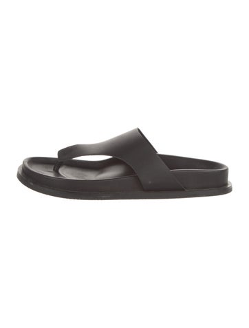 Pre-owned St Agni Leather Slides In Black