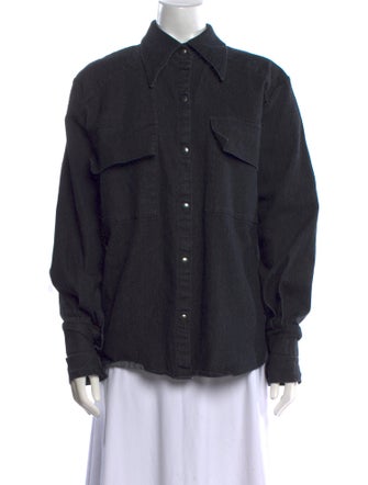 Studio Cut Long Sleeve Button-Up Top
