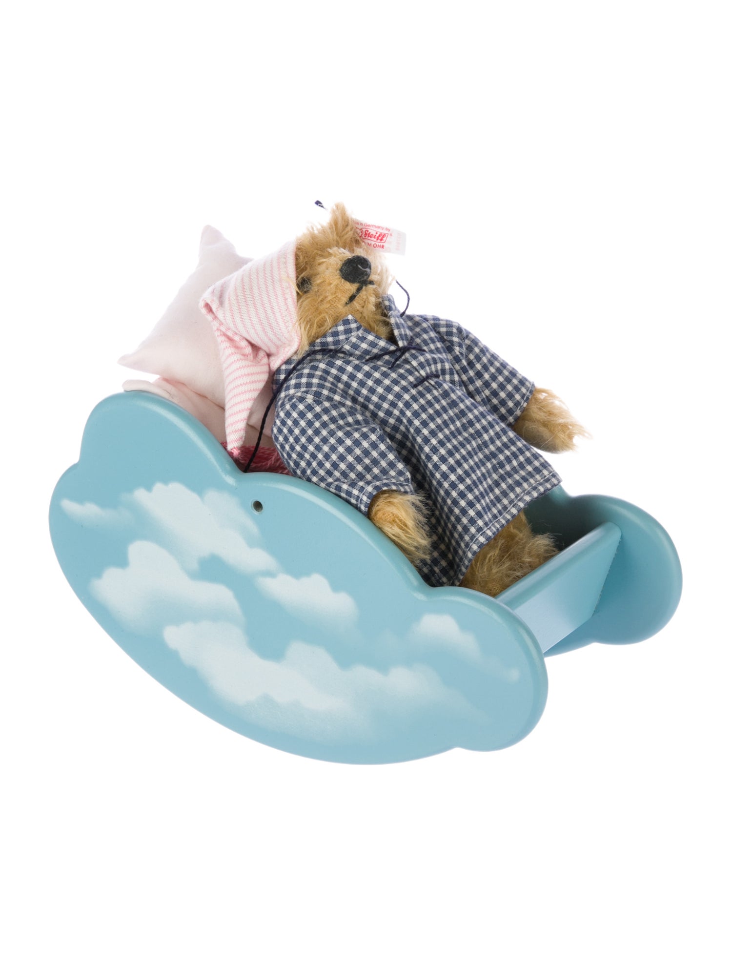 Steiff Brown Teddy Bear w/ Rocking Cloud Cradle