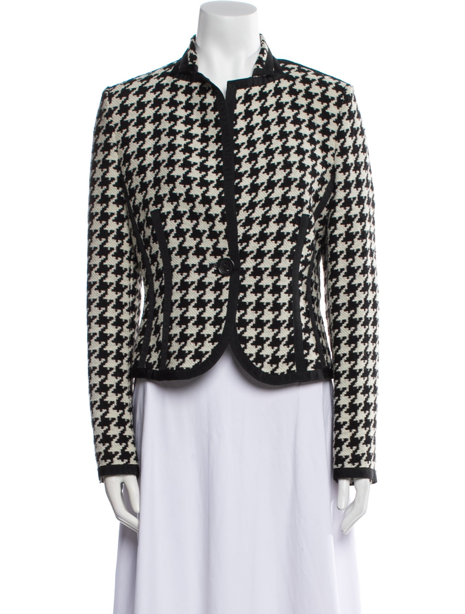 St. Emile Silk Houndstooth Print Evening Jacket