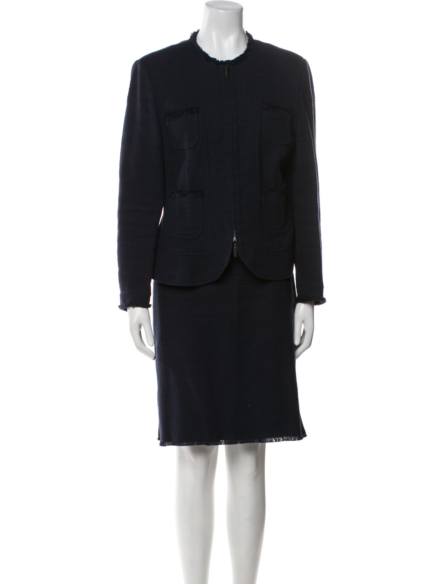 St. Emile Vintage Fringe Trim Accent Skirt Suit