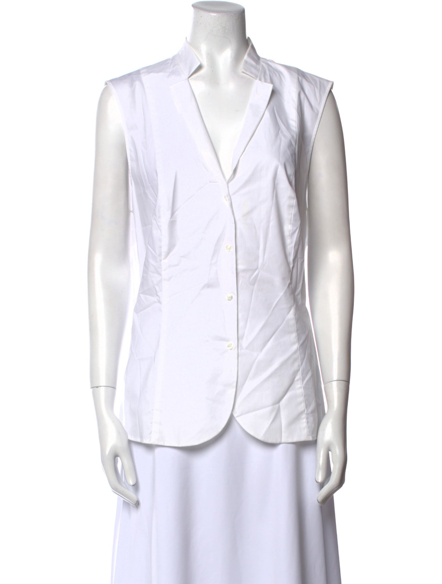 St. Emile V-Neck Sleeveless Button-Up Top