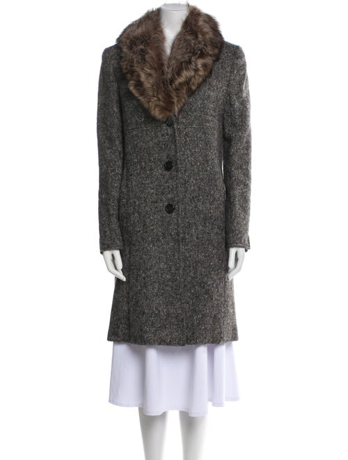 Studio By Searle Wool Tweed Pattern Faux Fur Coat