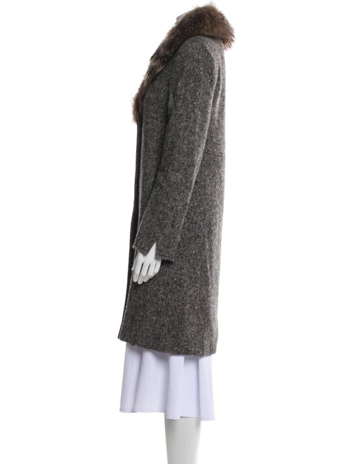 Studio By Searle Wool Tweed Pattern Faux Fur Coat