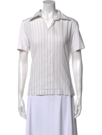 Stephan Schneider Striped Short Sleeve Button-Up Top