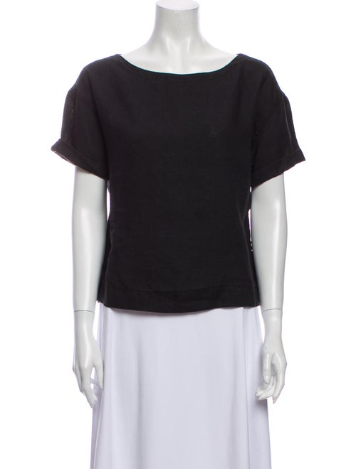 Steven Alan Linen Scoop Neck T-Shirt Black