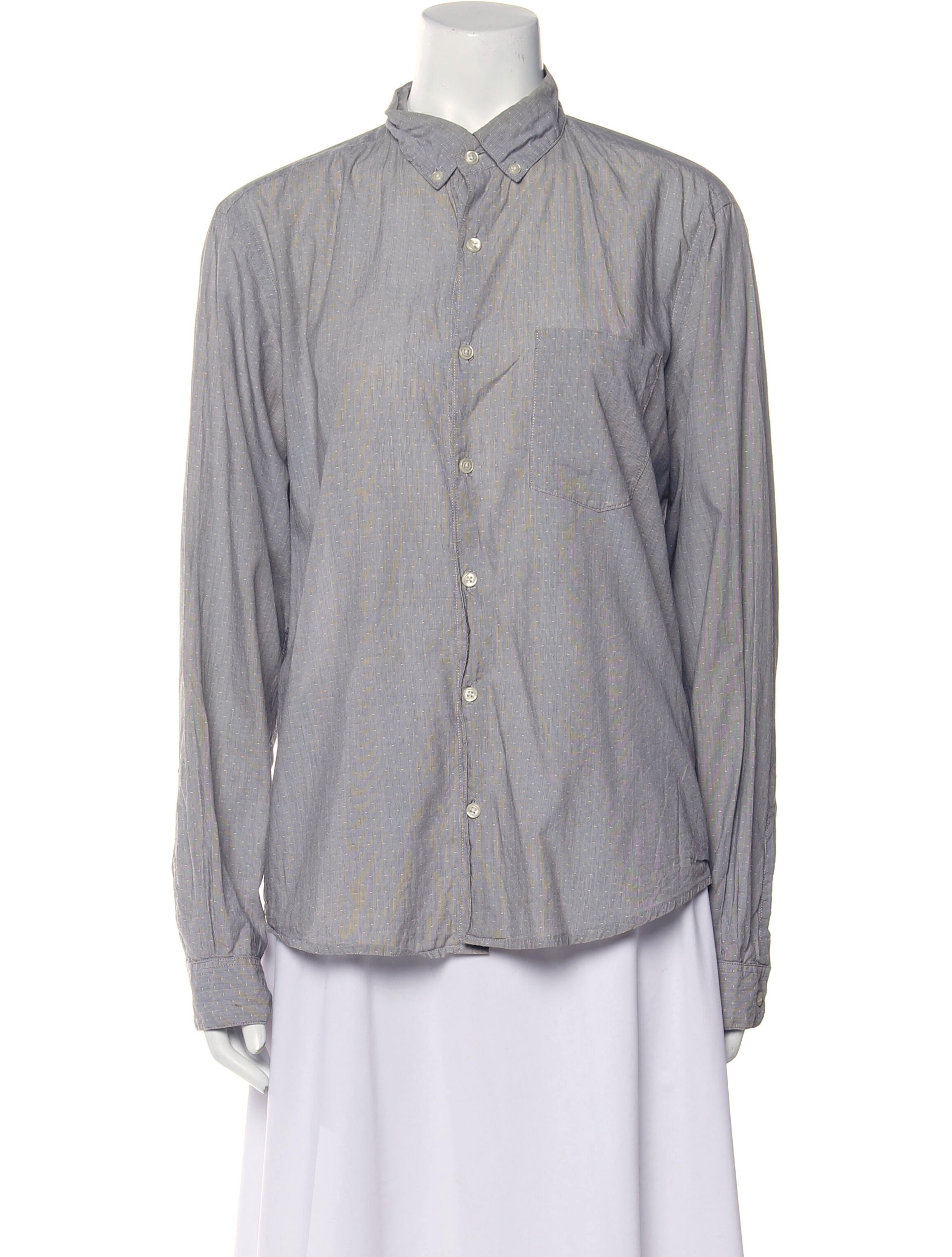 Steven Alan Long Sleeve Button-Up Top - Grey Tops, Clothing ...
