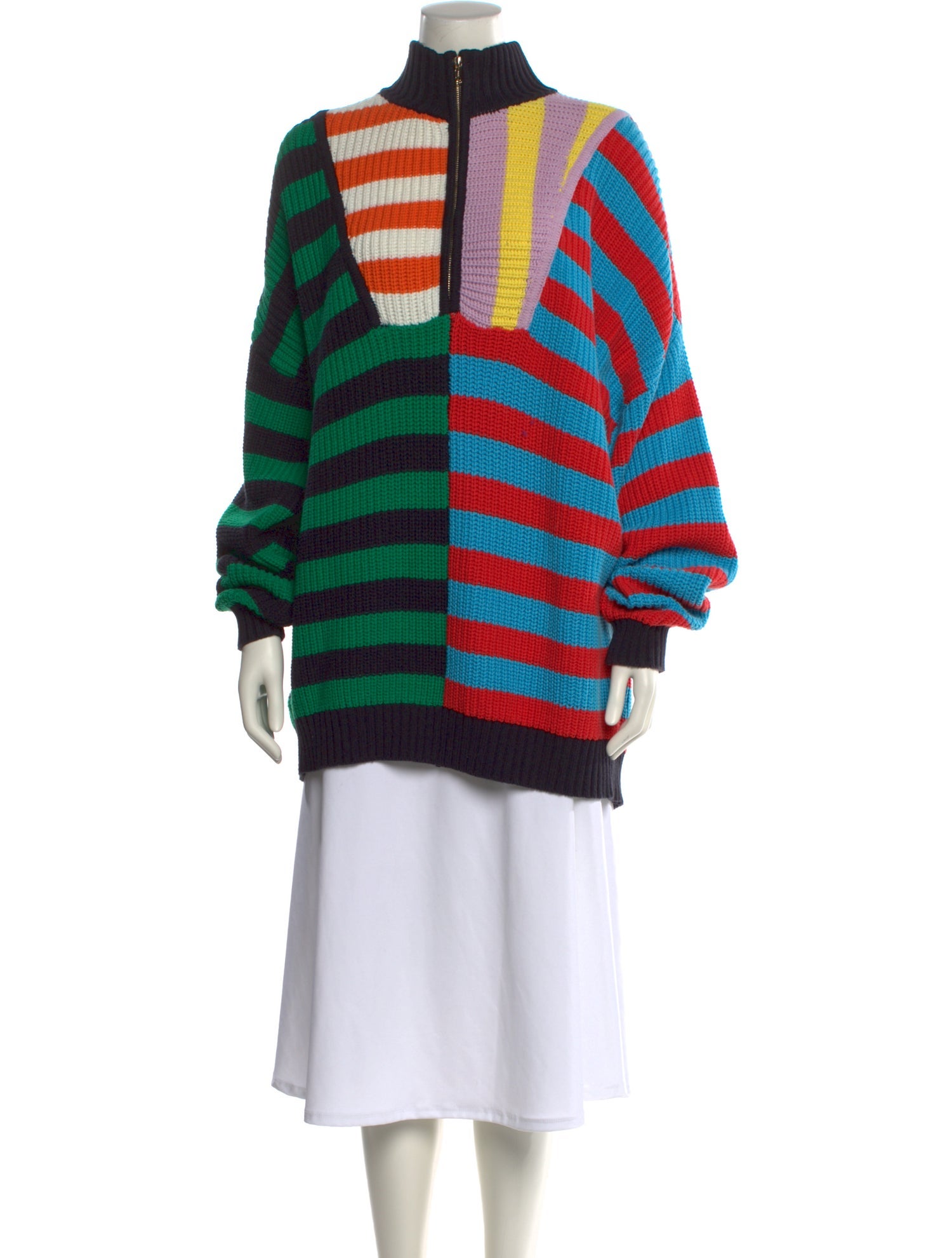 Staud Striped Mock Neck Sweater