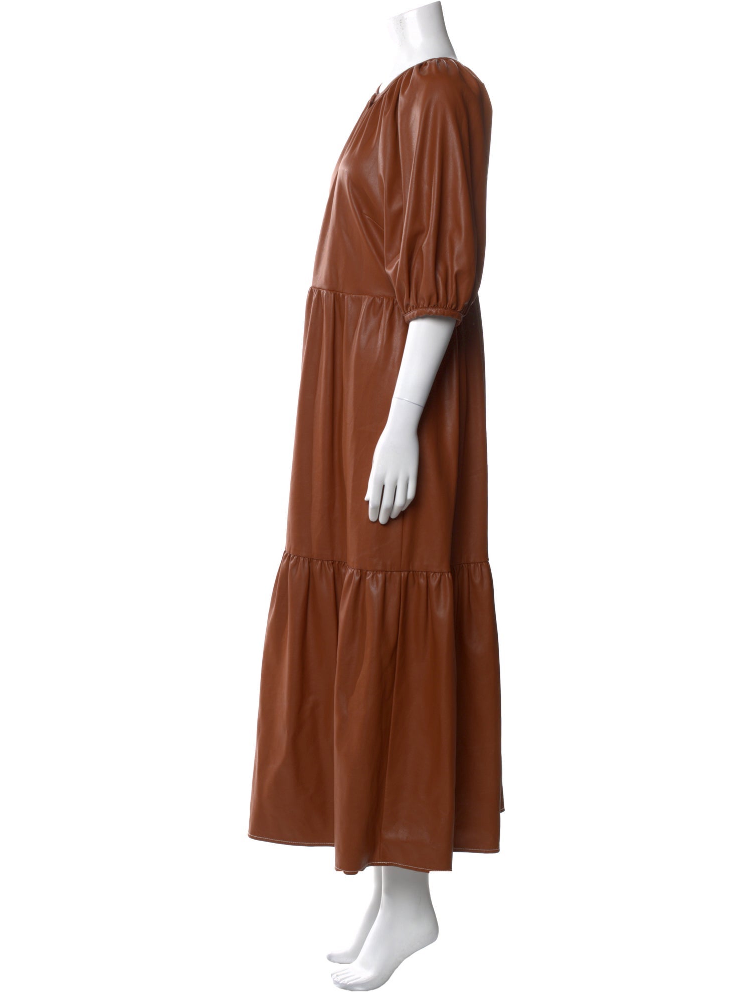 Staud Faux Leather Long Dress