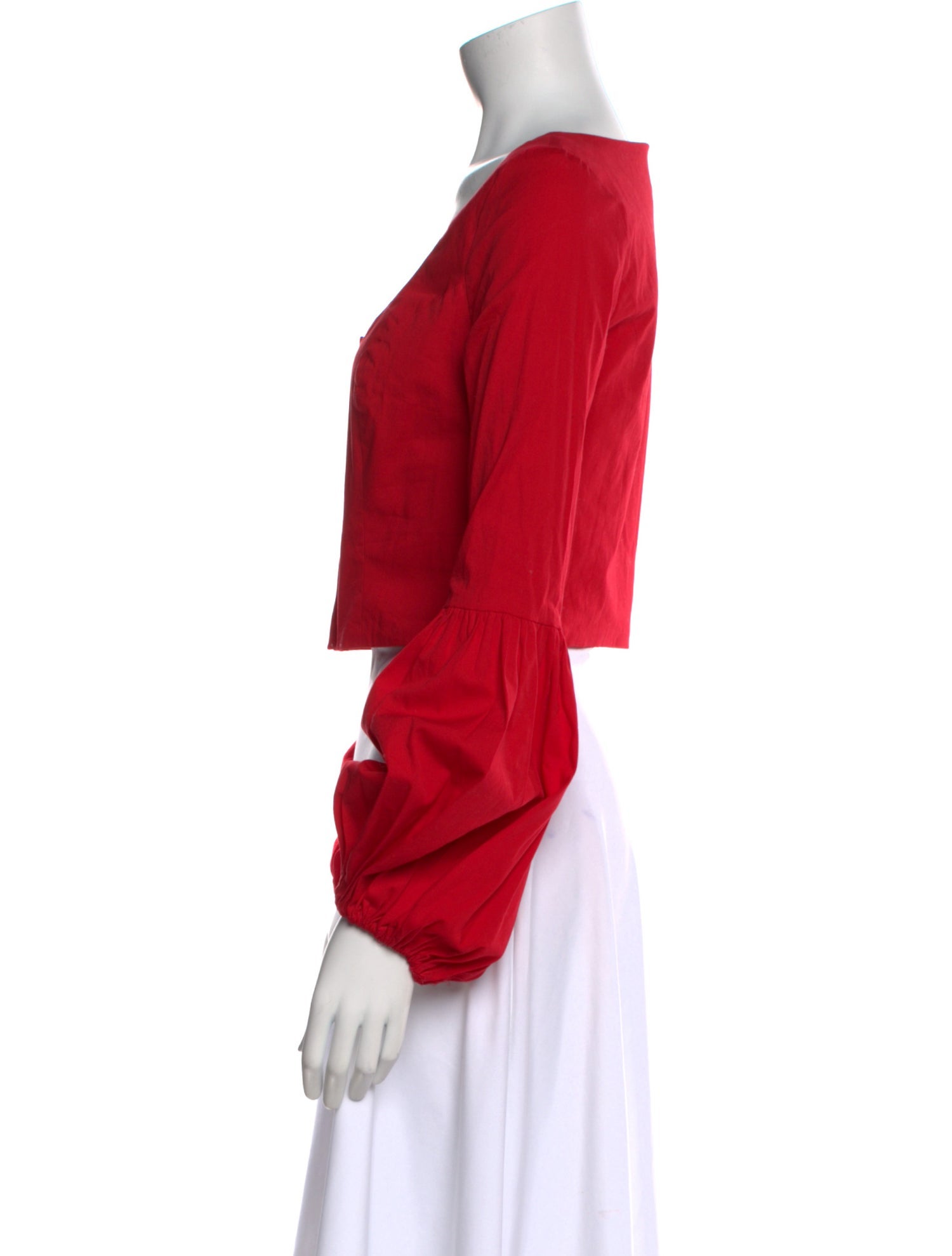 Staud Scoop Neck Long Sleeve Crop Top