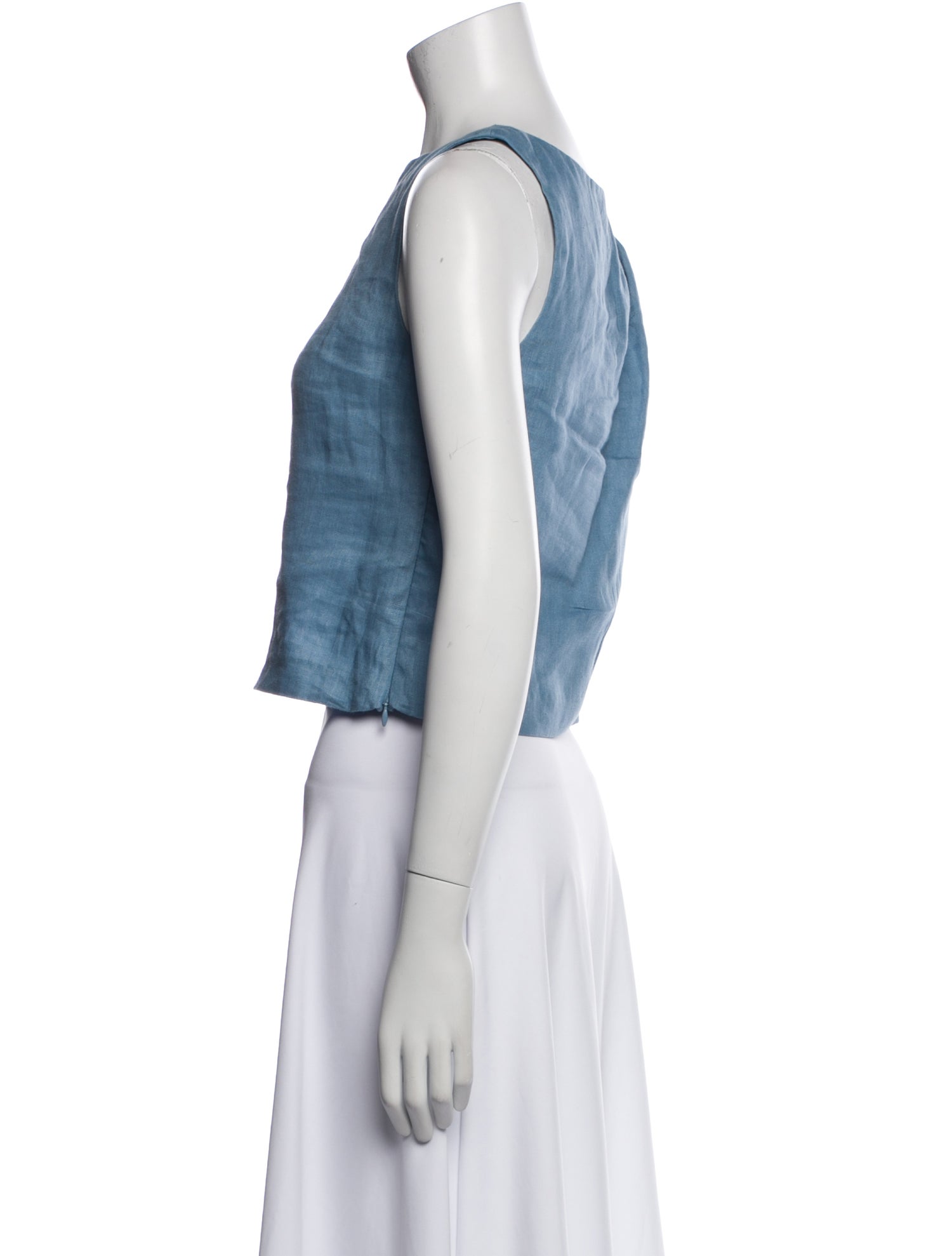 Staud Linen Bateau Neckline Crop Top