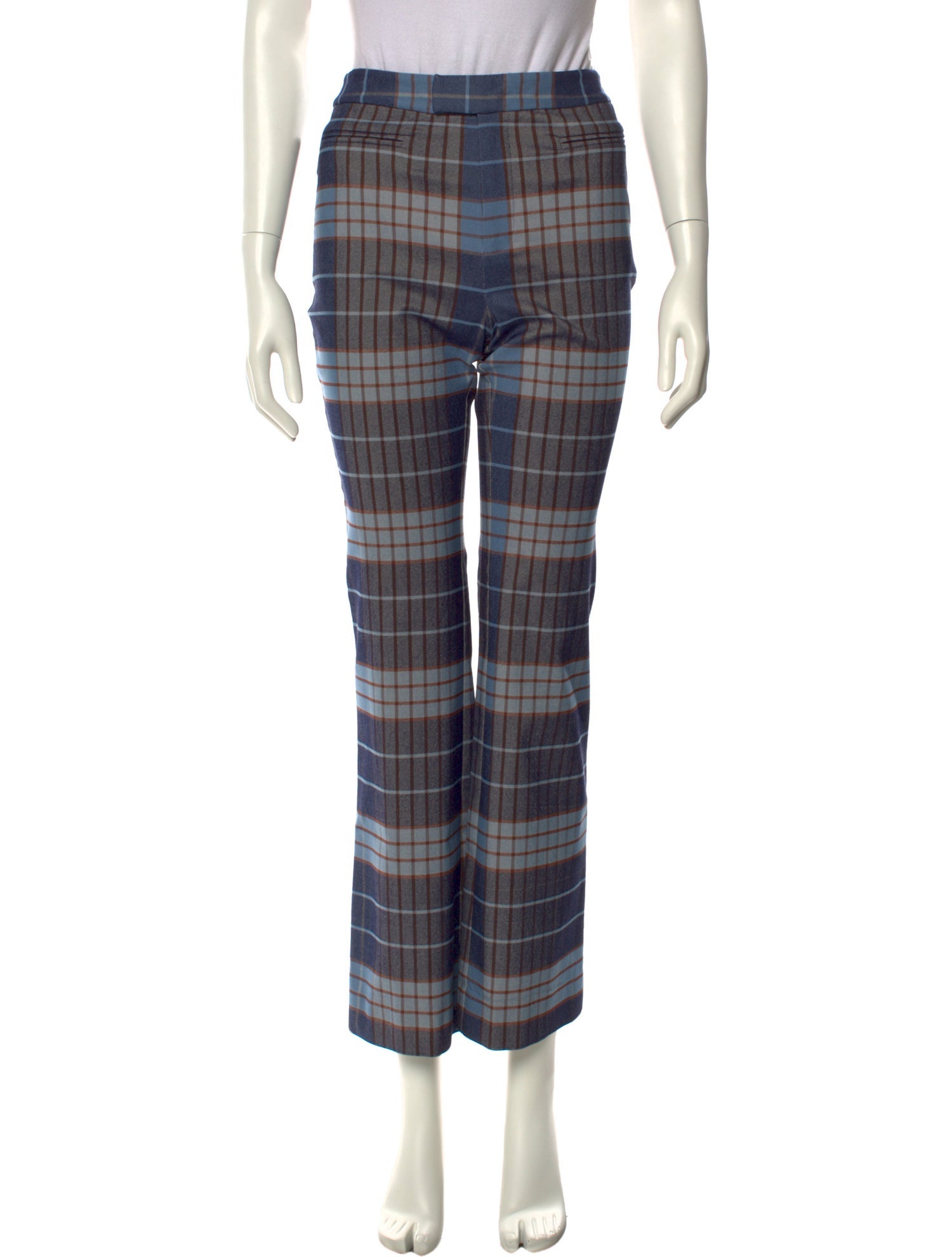 Staud Plaid Print Wide Leg Pants