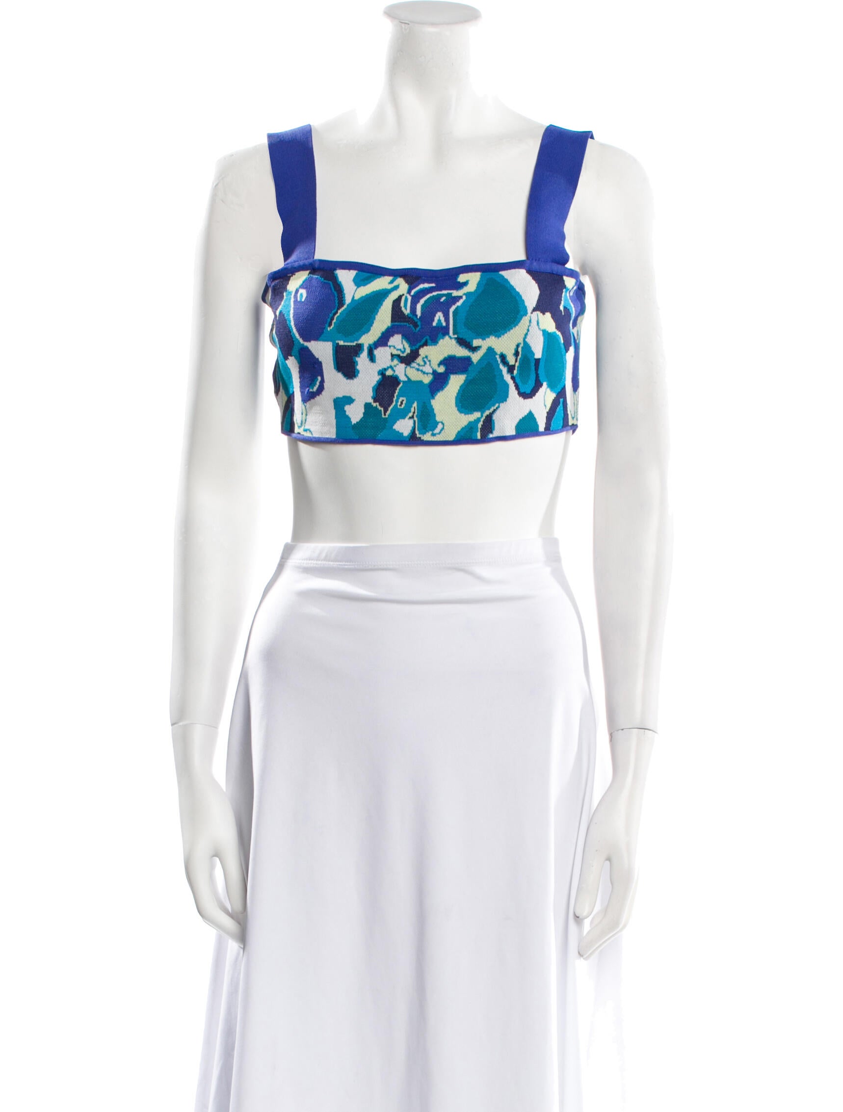 Staud Printed Square Neckline Crop Top