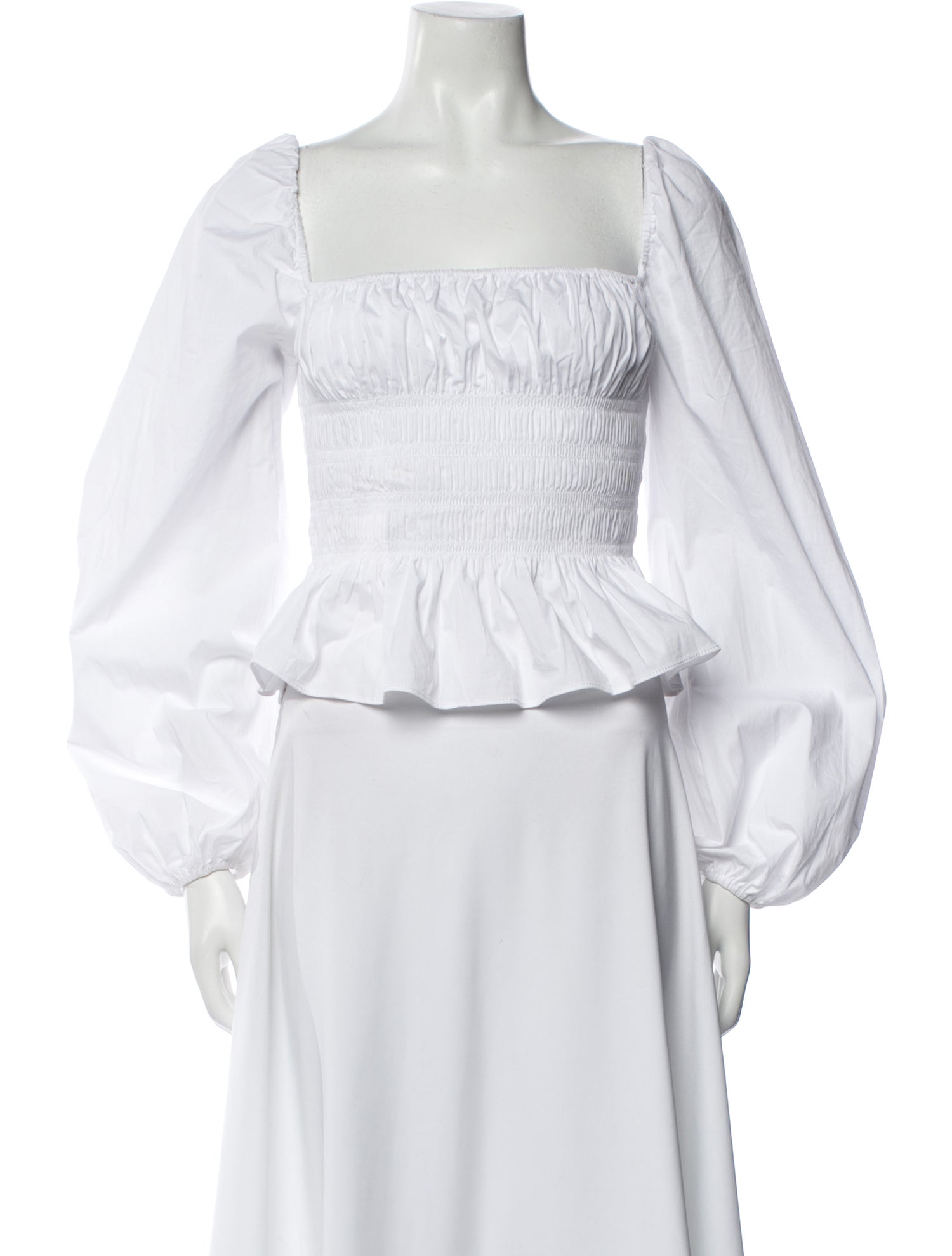 Staud Square Neckline Three-Quarter Sleeve Crop Top