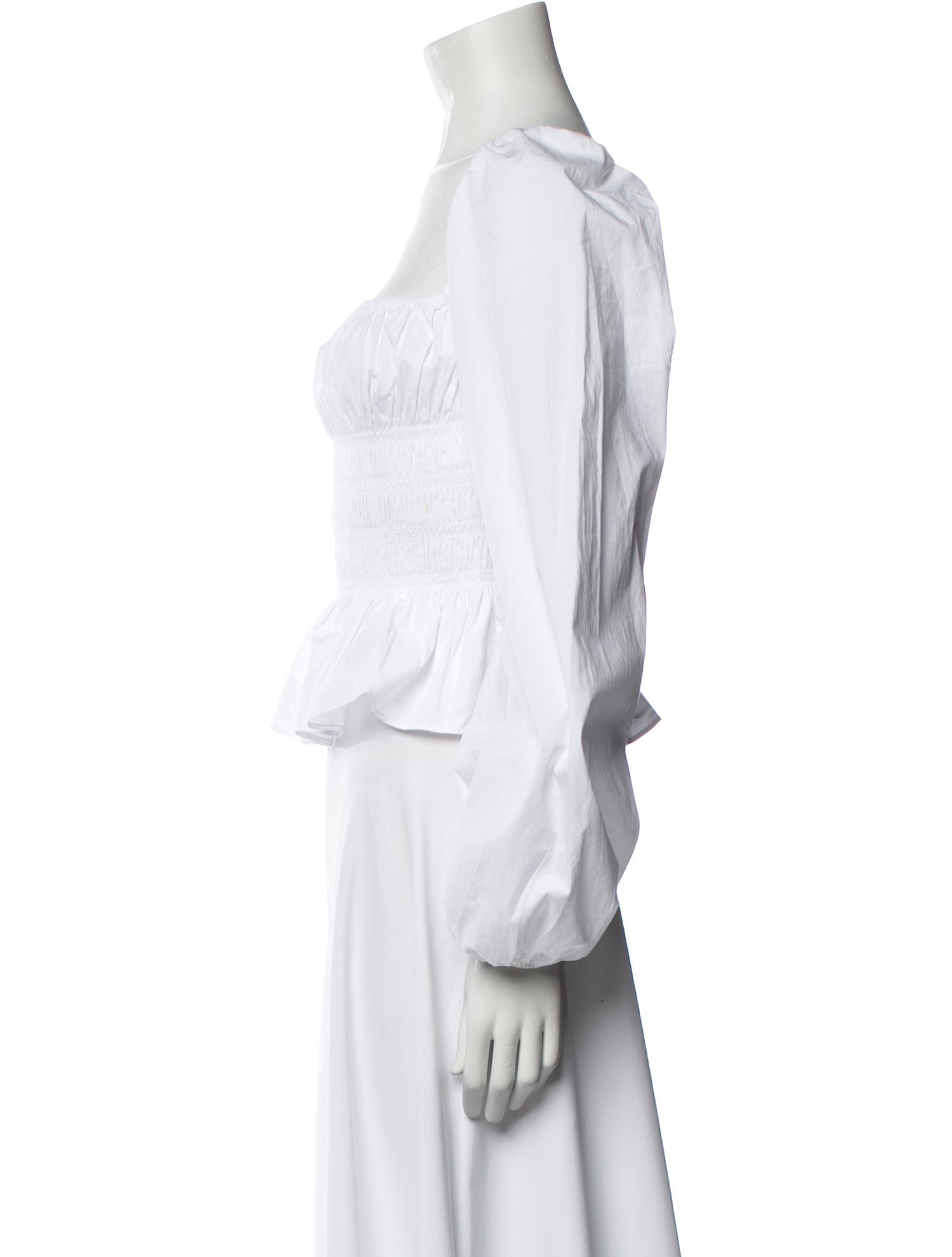 Staud Square Neckline Three-Quarter Sleeve Crop Top