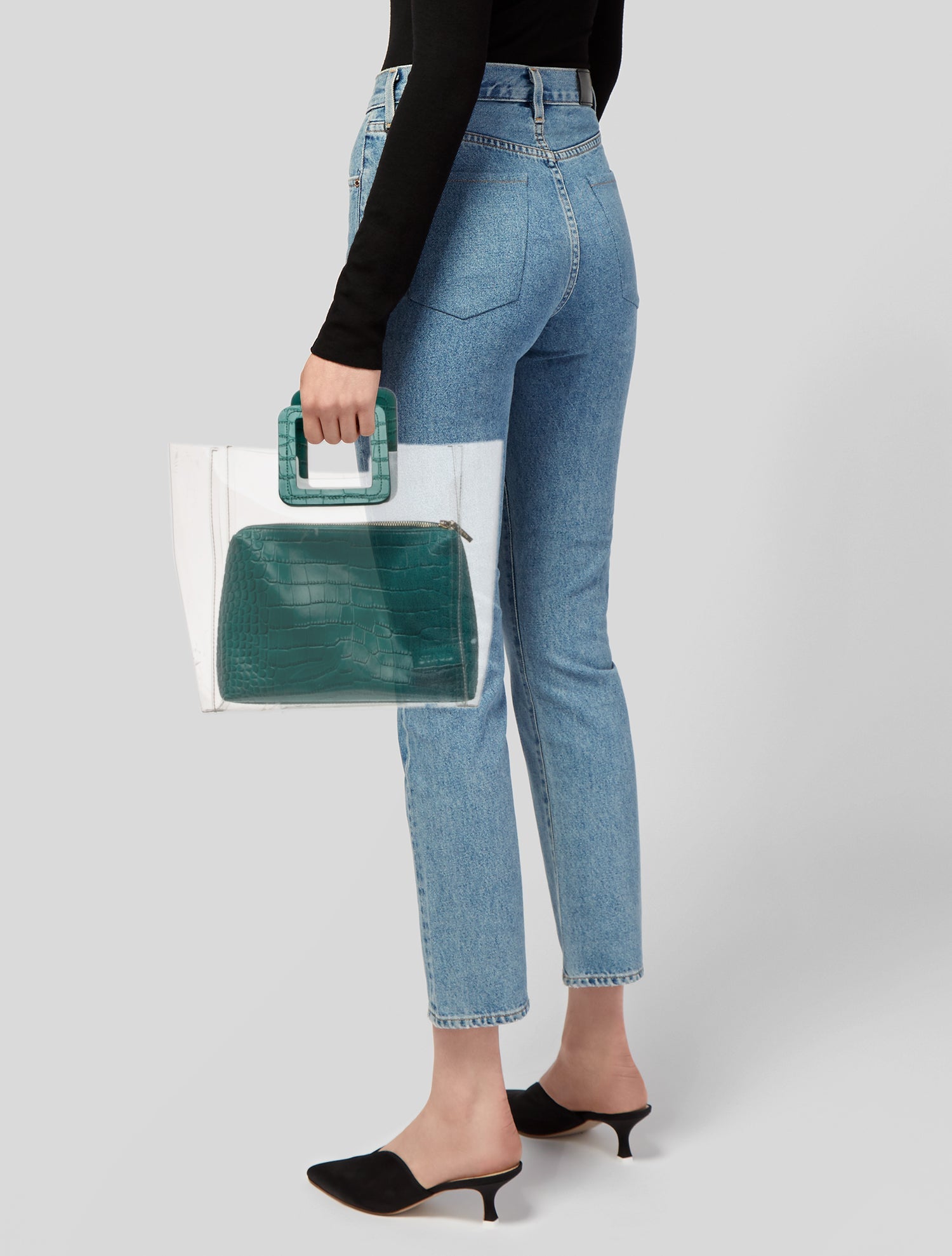 Staud Embossed Leather Top Handle Bag