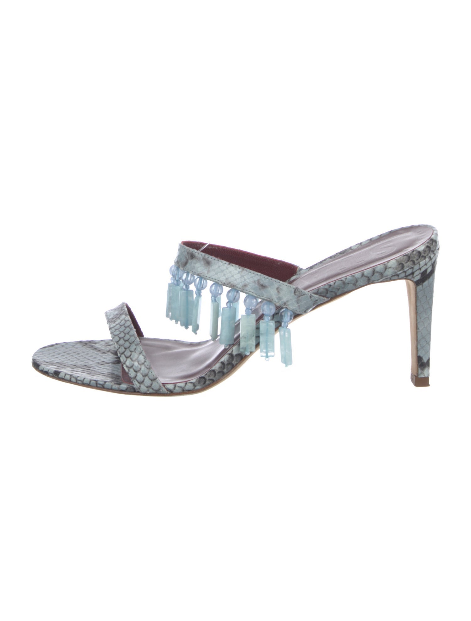 Staud Leather Animal Print Slides