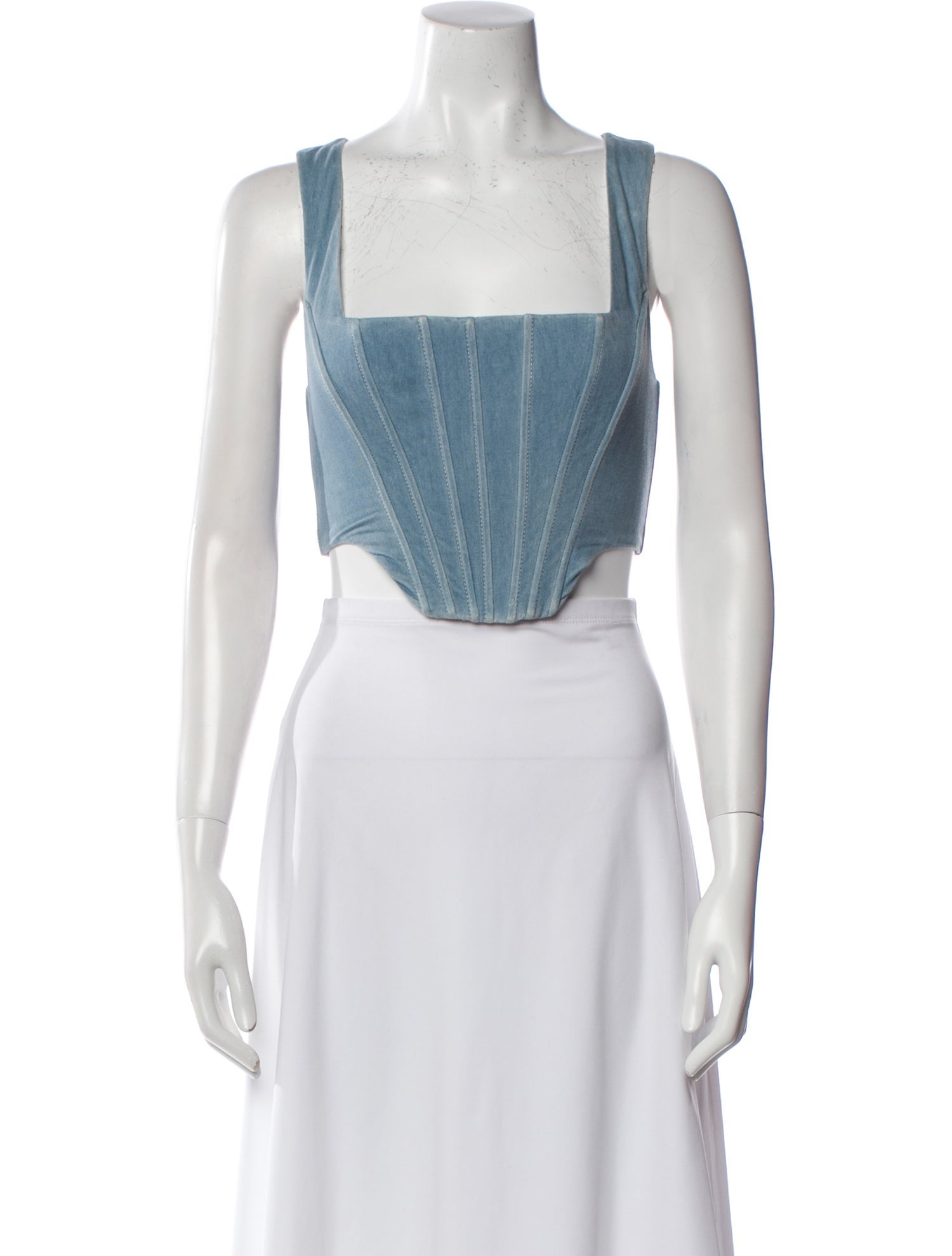 Staud Square Neckline Sleeveless Crop Top