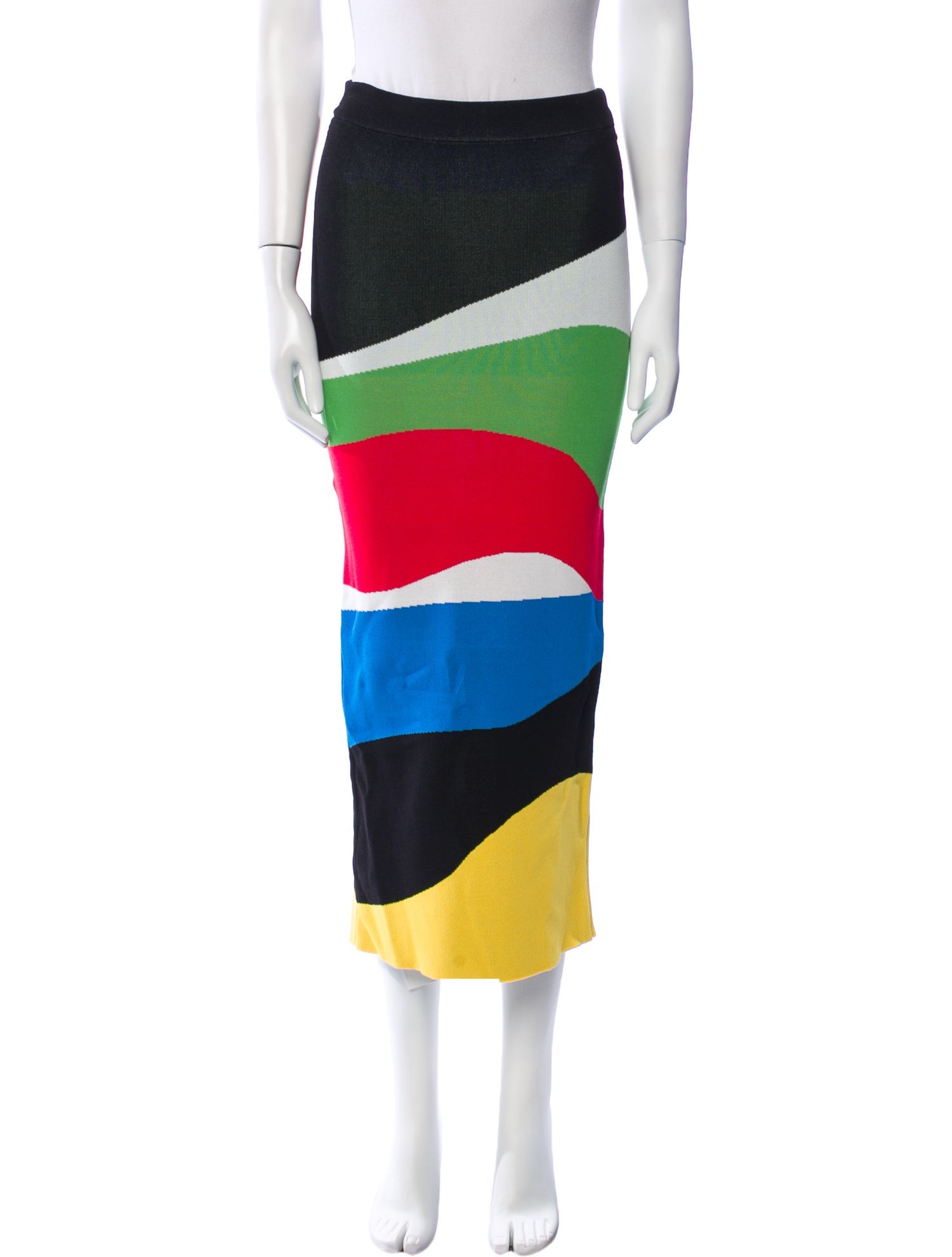 Staud Colorblock Pattern Midi Length Skirt