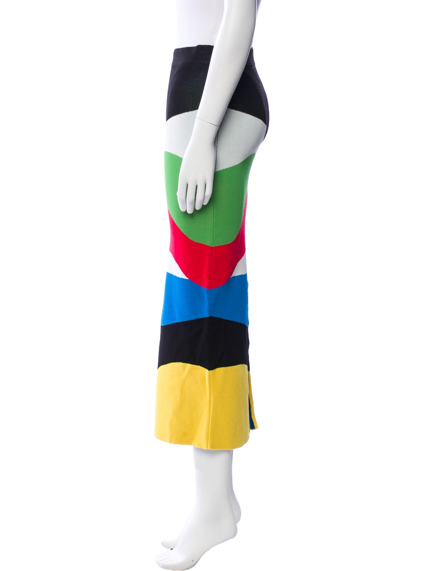 Staud Colorblock Pattern Midi Length Skirt
