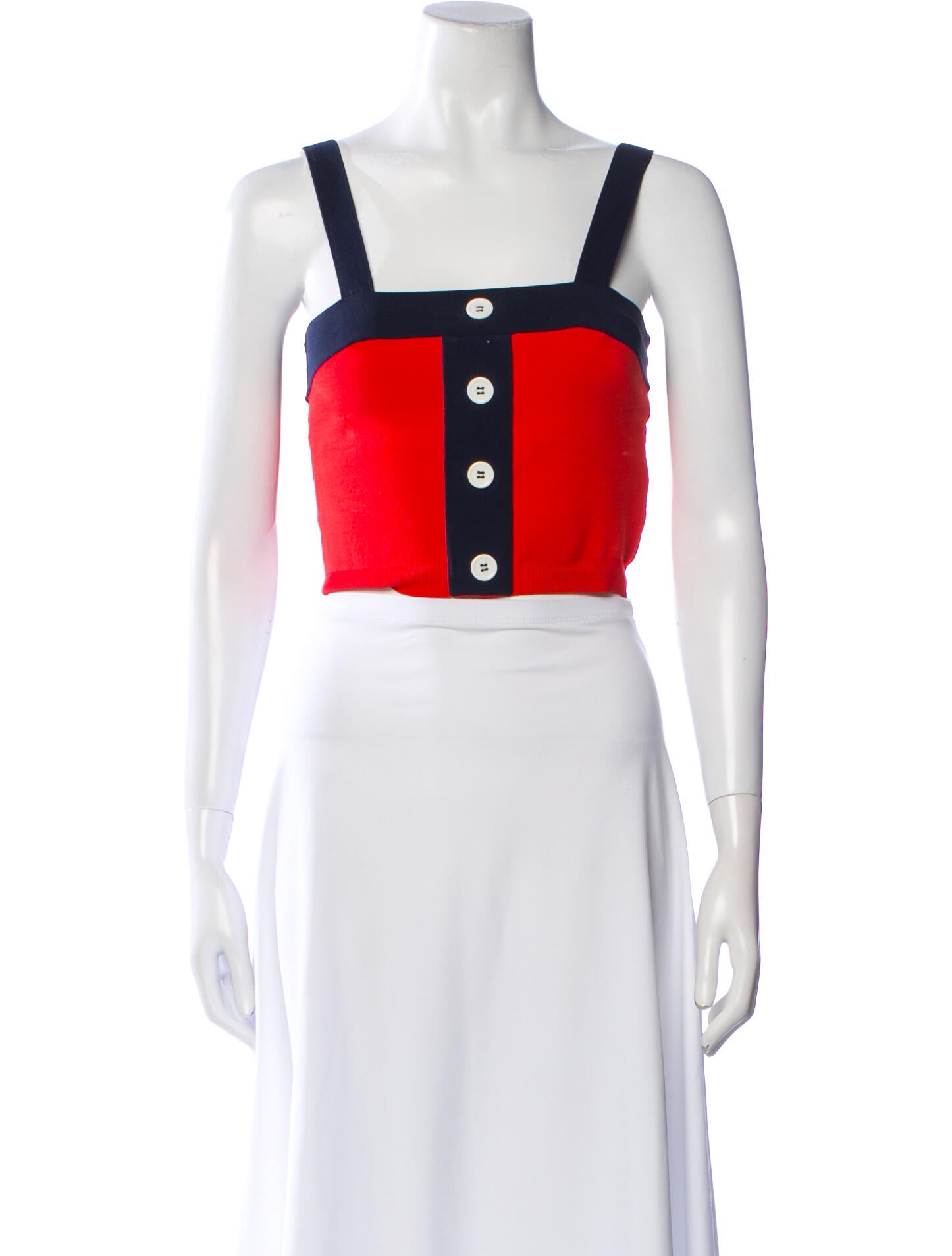 Staud Nylon Colorblock Pattern Crop Top